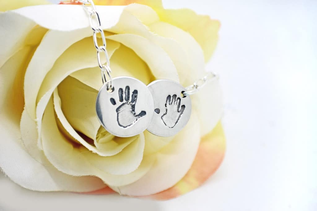 Handprint and footprint overlapping Circle necklace - Home ...